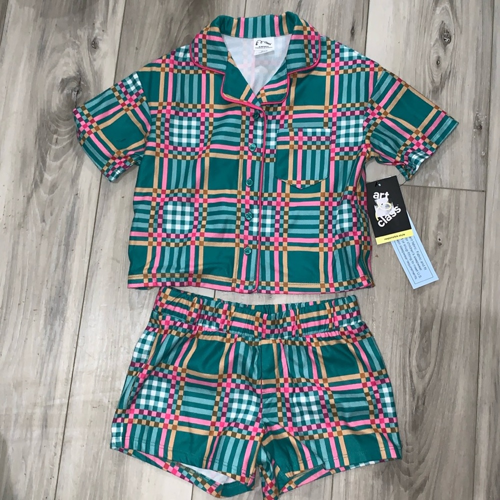 4️⃣ Kids shortie PJ's girls 4/5 XS NWT Art Class